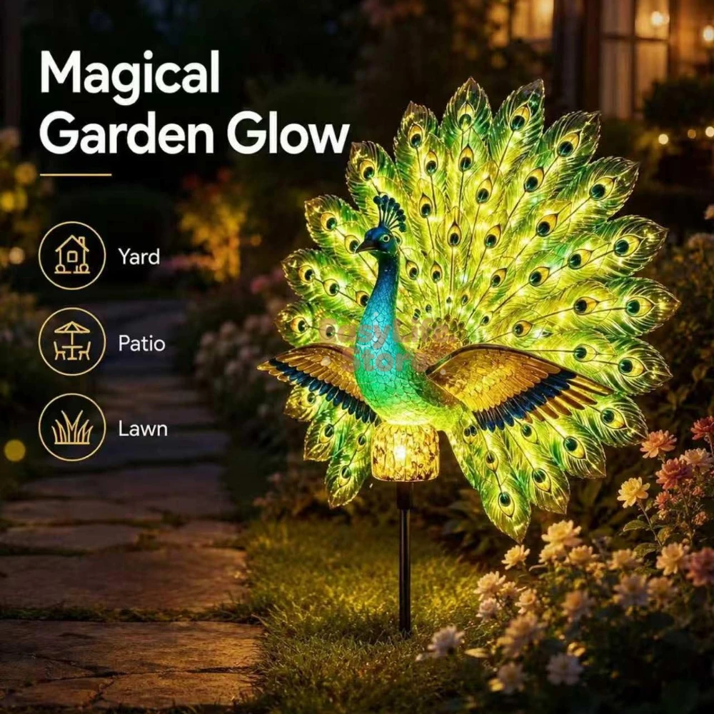 Outdoor Lighting Brands - Solarna rzeźba pawia do ogrodu, dekoracyjne