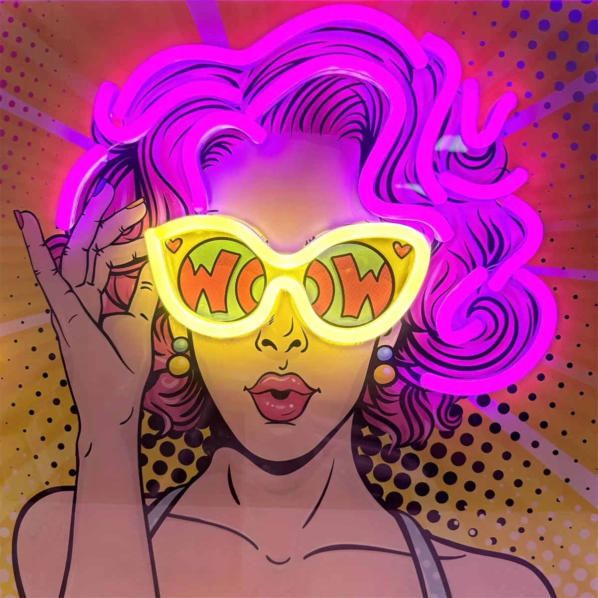 Wow Lady Pop Art LED Neon Sign – Outdoor Lighting Decor Wow recenzja i cena