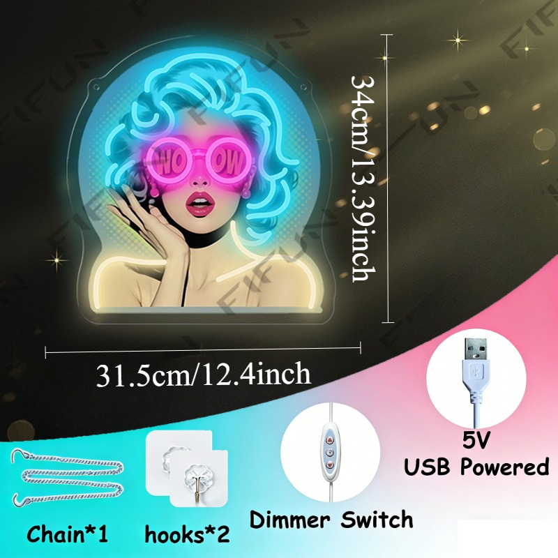 Neonowy znak WOW Curl Girl, dr – Outdoor Lighting Decor Wow recenzja i cena